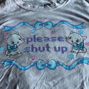 “Please shut up” pink cute shirt